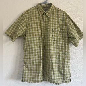 Men's Columbia Omni Dry Green Plaid Casual Shirt